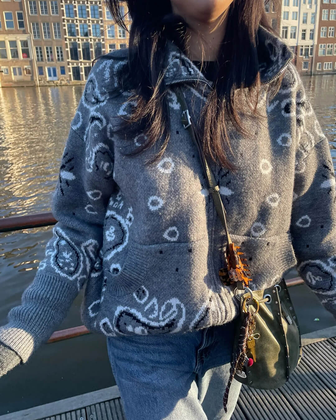 Stacey Gilet Tricoté Motif Paisley