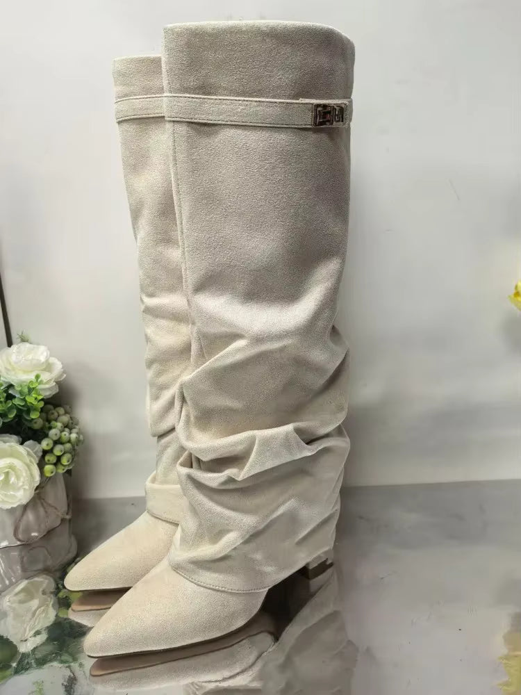 ZEYA - Teresa Slouchy Pointed Knee High Boots