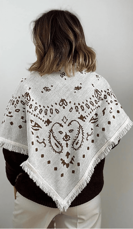 ZEYA - Terry Knitted Fringed Square Scarf