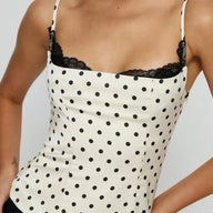 Camisole à pois et dentelle Thalia