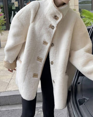 Manteau en fausse fourrure à col montant Tiara