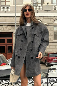 Manteau long pied-de-poule Trisha