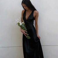 Robe maxi Venus dos nu en satin