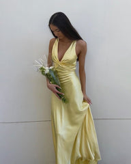 Robe maxi Venus dos nu en satin
