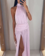 Mia Robe Maxi Fendue Sans Manches