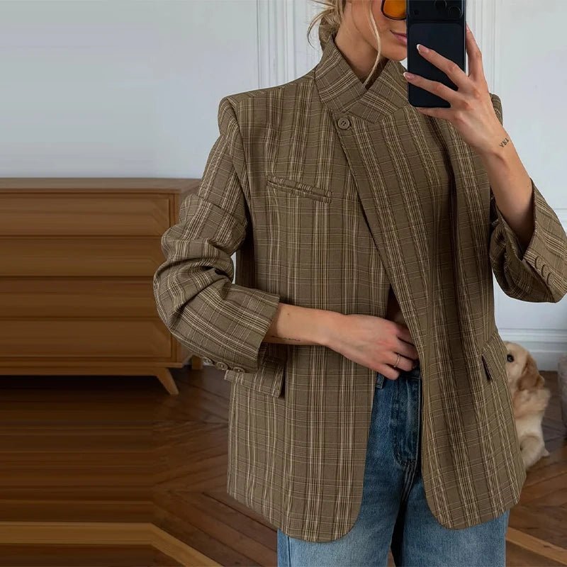 ZEYA - Willow Stand Collar Striped Suit Jacket