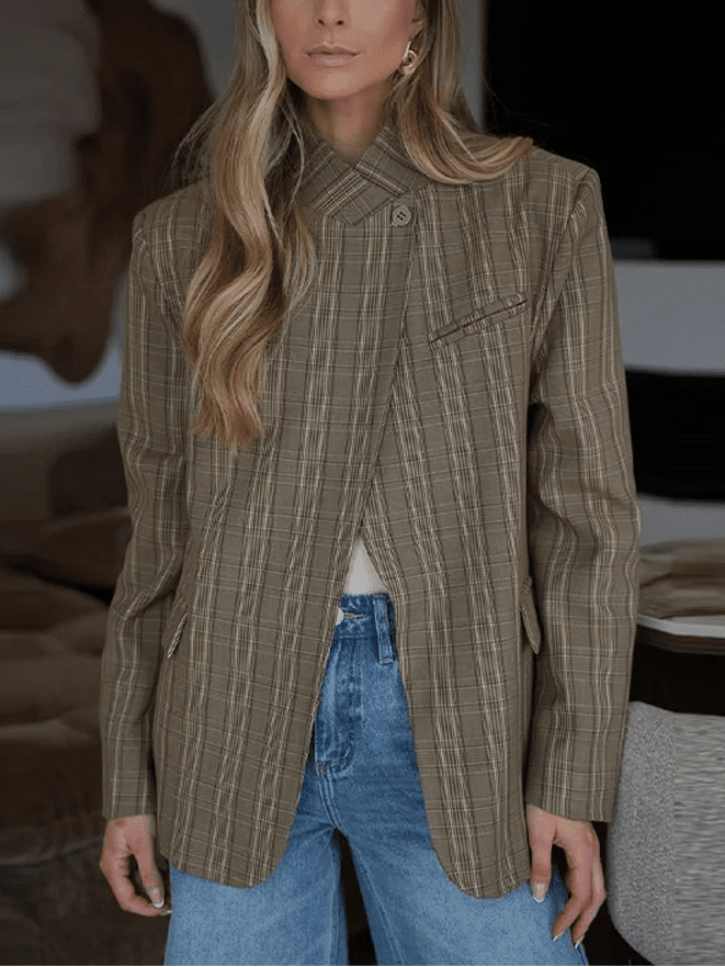 ZEYA - Willow Stand Collar Striped Suit Jacket