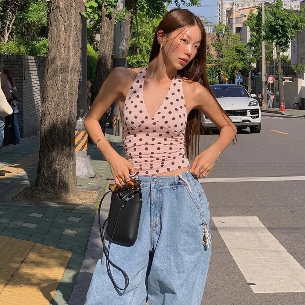ZEYA - Wren Polka Dot Off-Shoulder Tank Top
