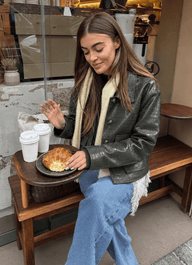 Veste en simili cuir embossé crocodile Zoe