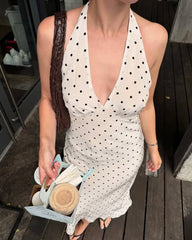 Robe midi à pois Zoe à dos nu
